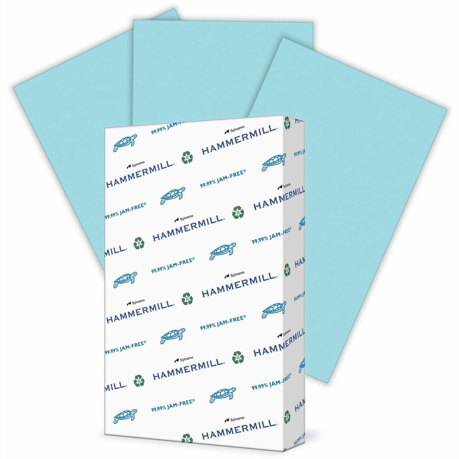 Hammermill Fore Colored Paper - Legal - 8 1/2" x 14" - 20 lb Basis Weight - Smooth - Sustainable Forestry Initiative (SFI) - Jam-free, Acid-free - Blue - 500 Sheets - 500 / Ream
