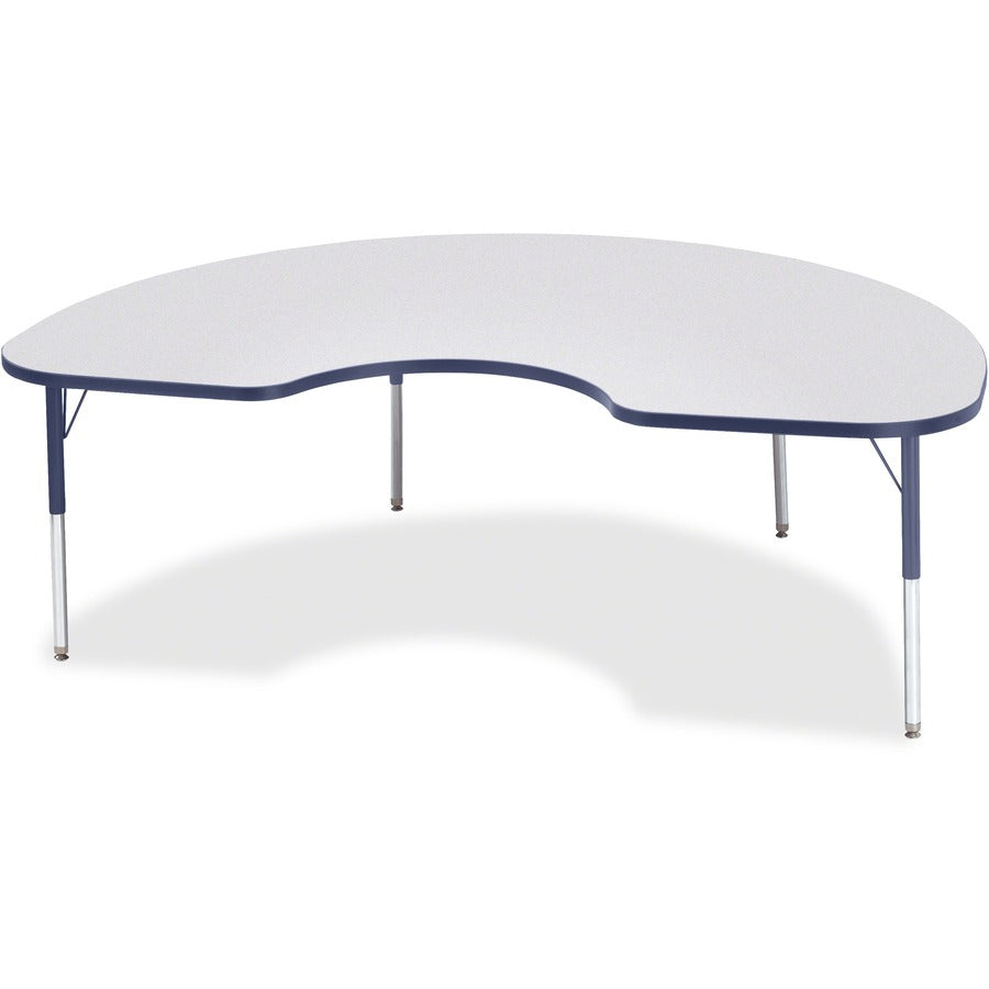 Jonti-Craft Berries Elementary Height Color Edge Kidney Table - Laminated Kidney-shaped, Navy Top - Four Leg Base - 4 Legs - Height Adjustable - 15" to 24" Adjustment - 72" Table Top Length x 48" Table Top Width x 1.13" Table Top Thickness - 24" Height...