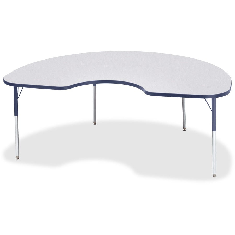 Jonti-Craft Berries Adult Height Prism Color Edge Kidney Table - Laminated Kidney-shaped, Navy Top - Four Leg Base - 4 Legs - Height Adjustable - 24" to 31" Adjustment - 72" Table Top Length x 48" Table Top Width x 1.13" Table Top Thickness - 31" Heigh...