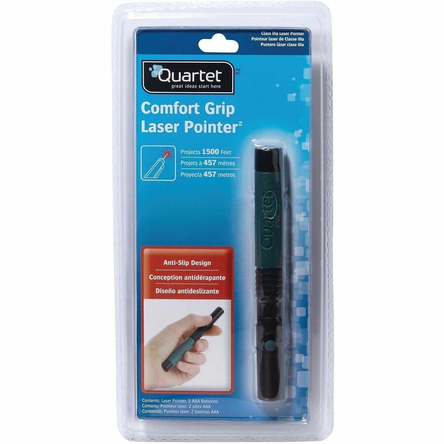 Quartet Classic Comfort Laser Pointer - Class 3a - For Large Venue - Red Light - 919 ft Maximum Projection - 1 Each