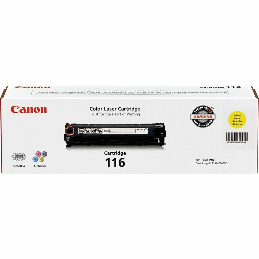 Canon 116 Original Laser Toner Cartridge - Yellow - 1 Each - 1500 Pages