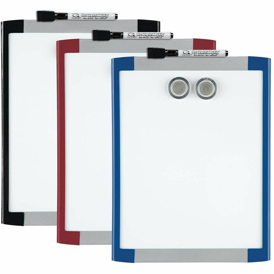 Quartet Decorative Dry-erase Whiteboard - 11" (0.9 ft) Width x 8.5" (0.7 ft) Height - White Stainless Steel Surface - Assorted Plastic Frame - Rectangle - Magnetic - Stain Resistant - 1 Each