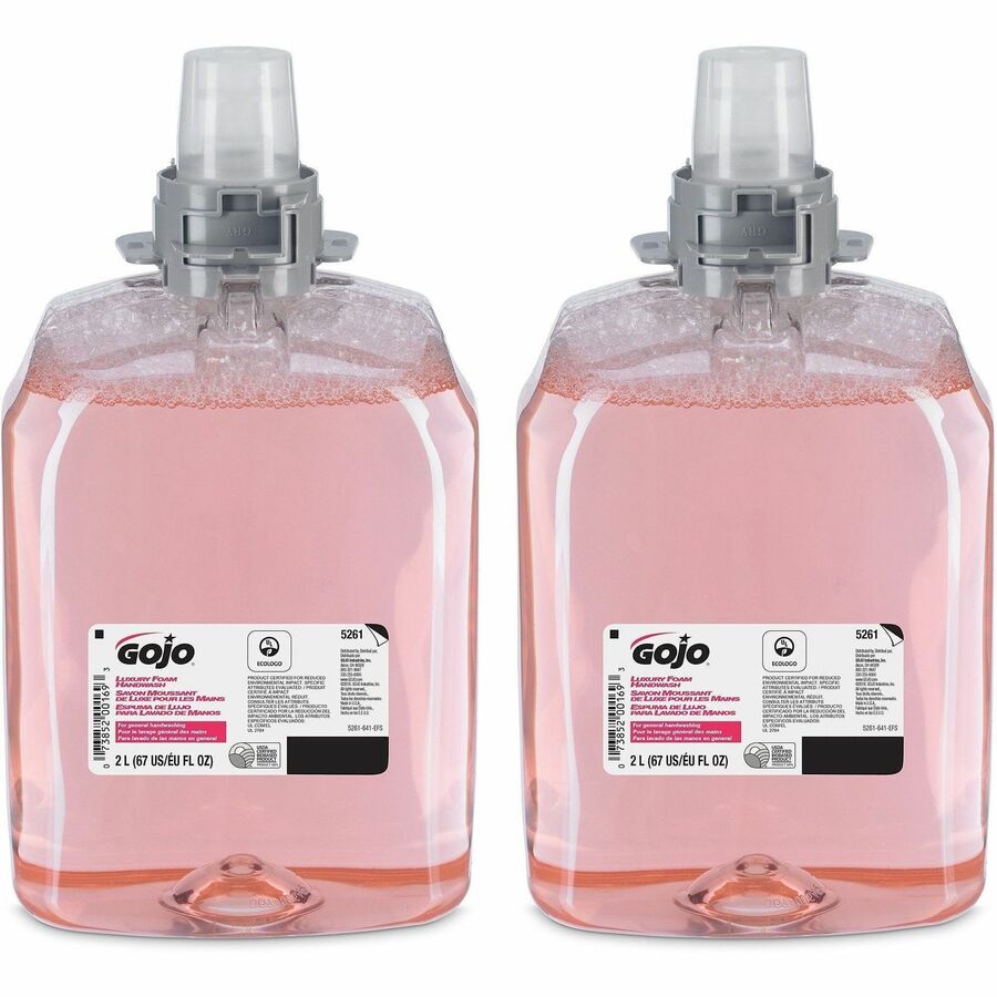 Gojo®, FMX-20 Luxury Foam Soap - Cranberry Scent - 2.11 quart - Hand - Moisturizing - Translucent Pink - Bio-based - 2 / Carton