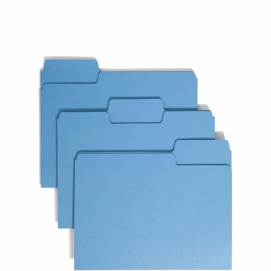 Smead SuperTab 1/3 Tab Cut Letter Top Tab File Folder - 8 1/2" x 11" - 3/4" Expansion - Assorted Tab Position - 11 pt. - 1 Plys - Blue - 10% Recycled - 100 / Box