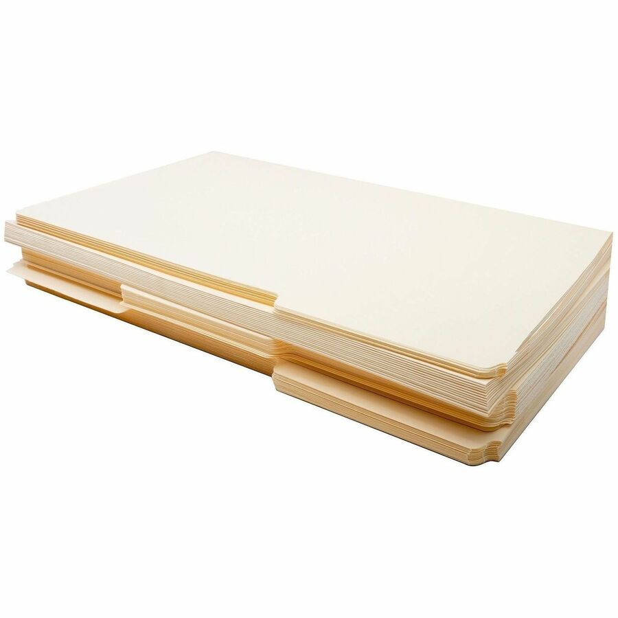 Business Source 1/3 Tab Cut Legal Recycled Top Tab File Folder - 8 1/2" x 14" - 3/4" Expansion - Top Tab Location - Assorted Tab Position - 1 Plys - Manila Paper - Manila - Tab - 10% Recycled - 100 / Box