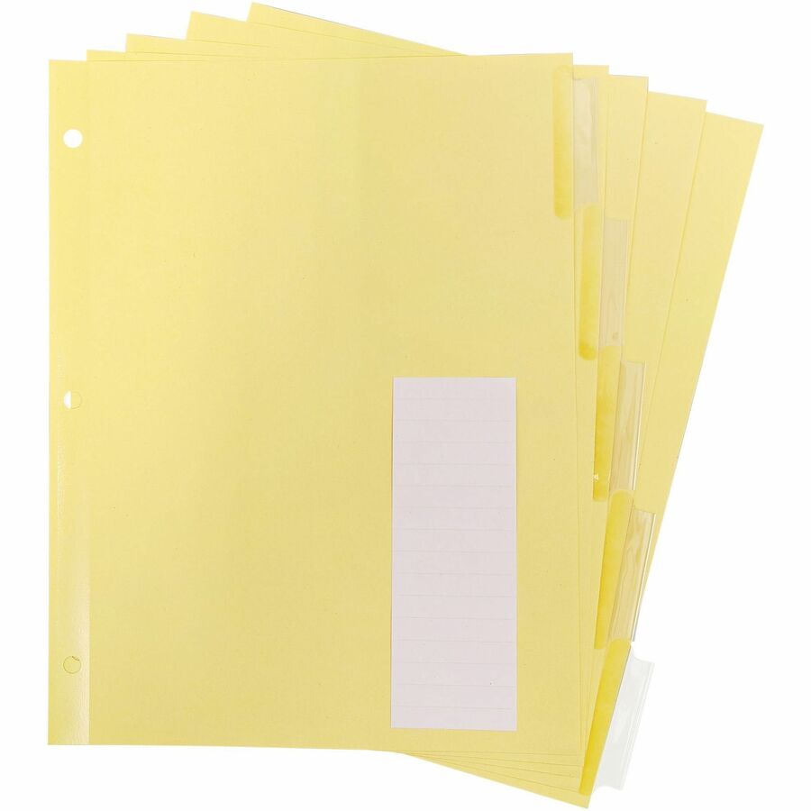 Business Source Buff Stock Ring Binder Indexes - 5 x Divider(s) - Blank Tab(s) - 5 Tab(s)/Set - 2" Tab Width - 8.5" Divider Width x 11" Divider Length - Letter - 3 Hole Punched - Buff Buff Paper Divider - Clear Tab(s) - Tear Resistant, Reinforced Edges...