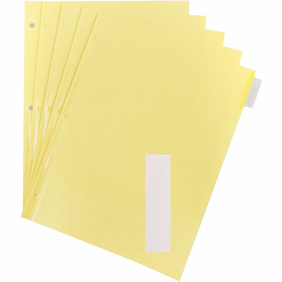 Business Source Buff Stock Ring Binder Indexes - 8 x Divider(s) - Blank Tab(s) - 8 Tab(s)/Set - 1.25" Tab Width - 8.5" Divider Width x 11" Divider Length - Letter - 3 Hole Punched - Clear Buff Paper Divider - Clear Tab(s) - Tear Resistant, Reinforced E...