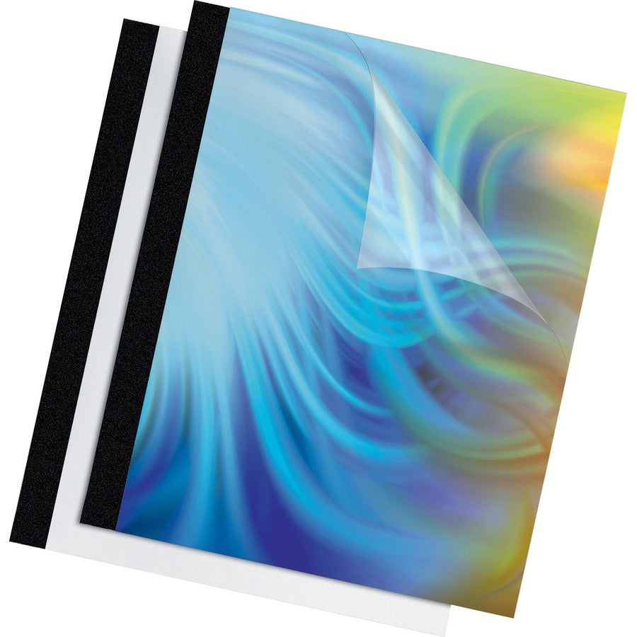 Fellowes Thermal Presentation Covers - 11" Height x 8.5" Width x 0.1" Depth - 0.12" Maximum Capacity - 30 x Sheet Capacity - Rectangular - Black, Clear - Polyvinyl Chloride (PVC) - 10 / Pack