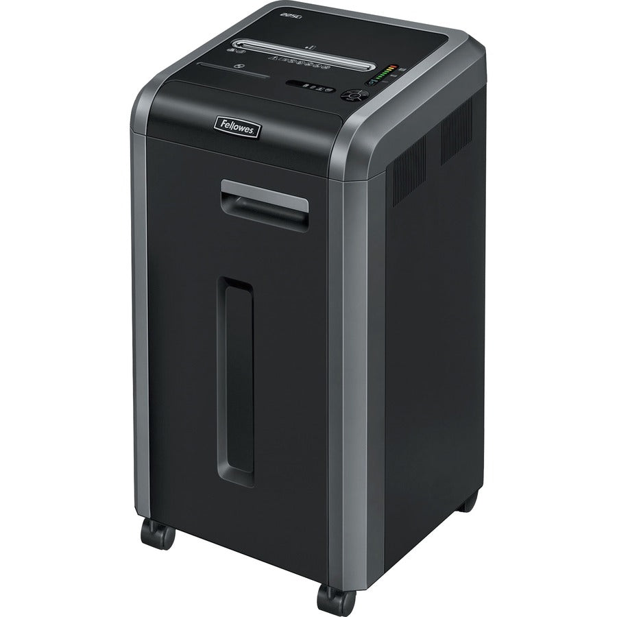 Fellowes Powershred 225Ci 100% Jam-Proof Cross-Cut Shredder - Continuous Shredder - Cross Cut - 22 Per Pass - for shredding Staples, Credit Card, CD, DVD, Paper Clip, Junk Mail, Paper - 0.156" x 1.500" Shred Size - P-4 - 14 ft/min - 9.50" Throat - 16 g...