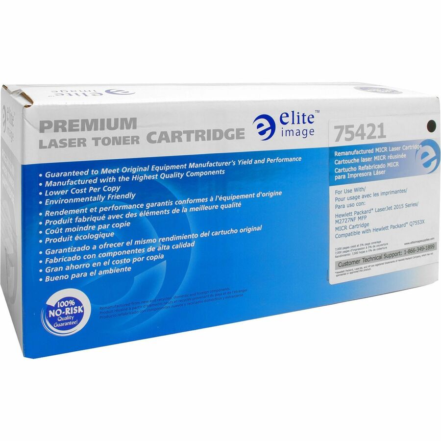 Elite Image Remanufactured MICR High Yield Laser Toner Cartridge 53X (Q7553X) - Black - 1 Each - 7000 Pages