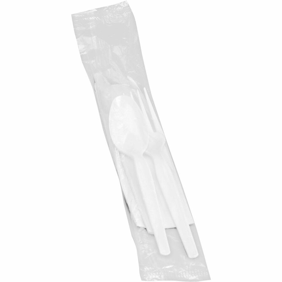 Genuine Joe 4-Piece Medium-Weight Utensil Kit - Disposable - White - 250 / Carton