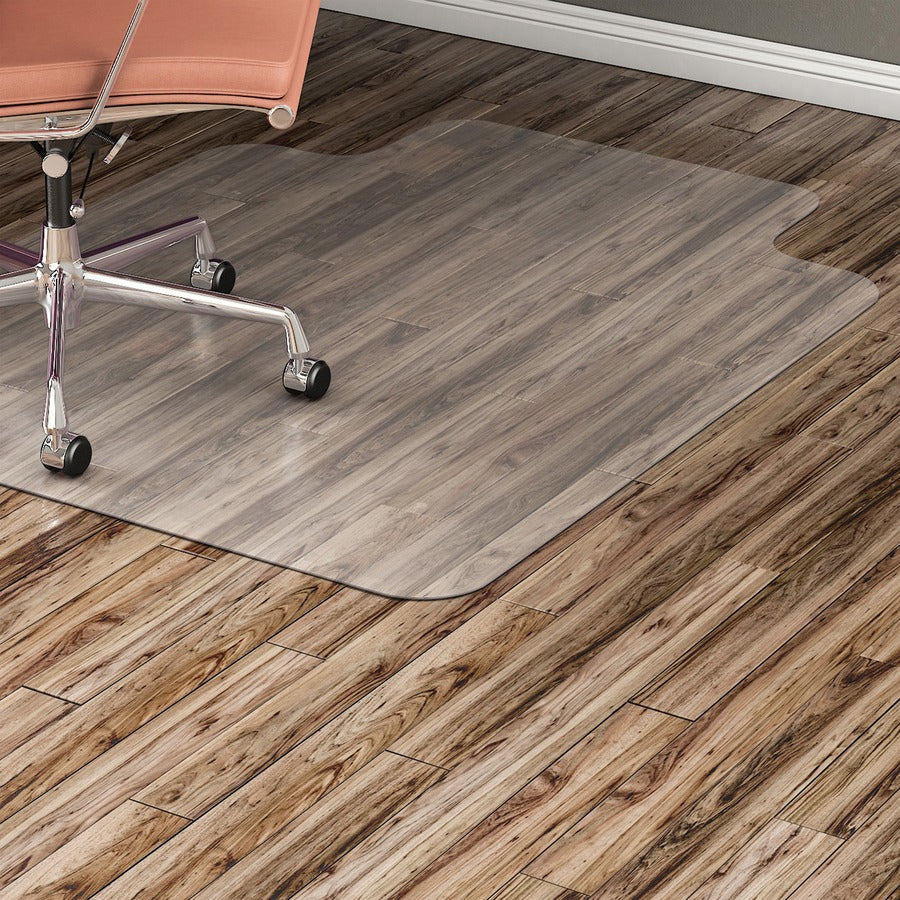 Lorell Lipped Chair Mat for Hard Floors - 48" x 60" - Hard Floor, Wood Floor, Vinyl Floor, Tile Floor - 48" Width x 60" Depth x 0.095" Thickness - Lip Size 12" Length x 25" Width - Vinyl - Clear - 1 Each