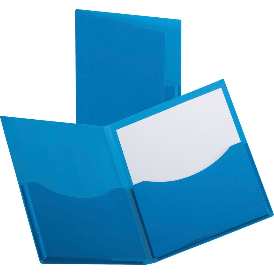 Oxford Letter Pocket Folder - 8 1/2" x 11" - 200 Sheets Capacity - 2 Pocket - Navy - Laminated, Gloss Finish - 20 / Box