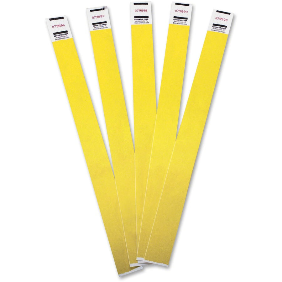 Advantus Tyvek®, Wristbands - 3/4" Width x 9 3/4" Length - Yellow - Tyvek - 100 / Pack