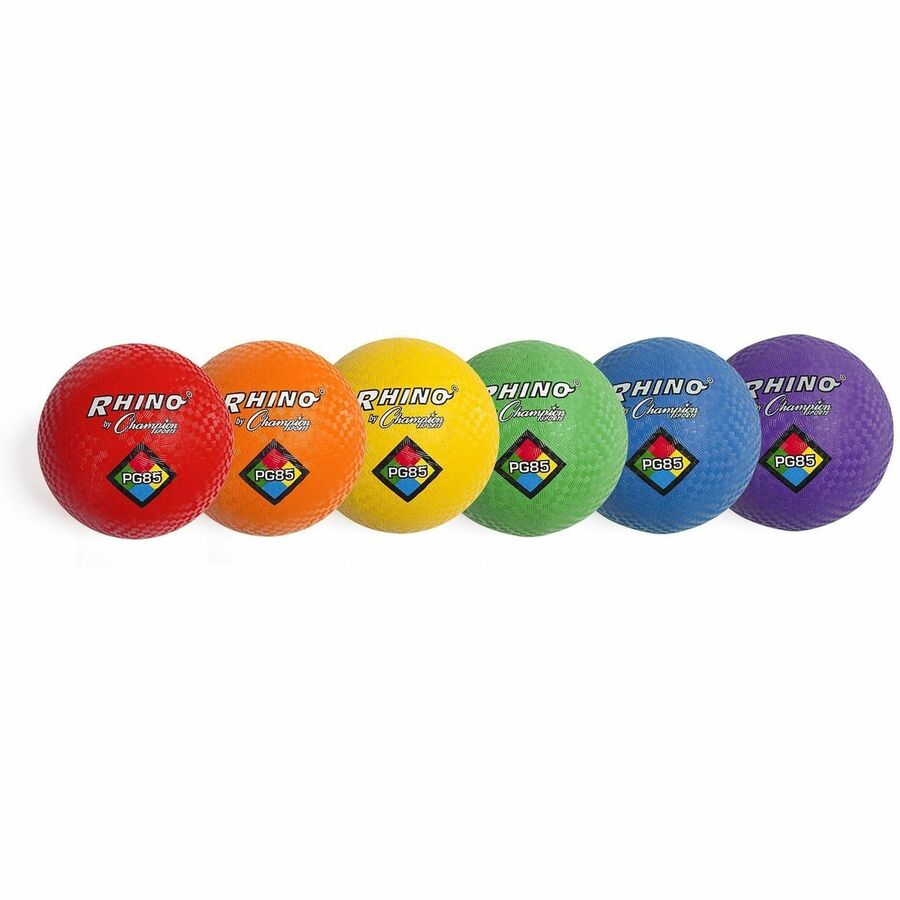 Champion Sports Playground Ball - 8.50" - Nylon - Red, Yellow, Green, Orange, Purple, Royal Blue - 1 Set
