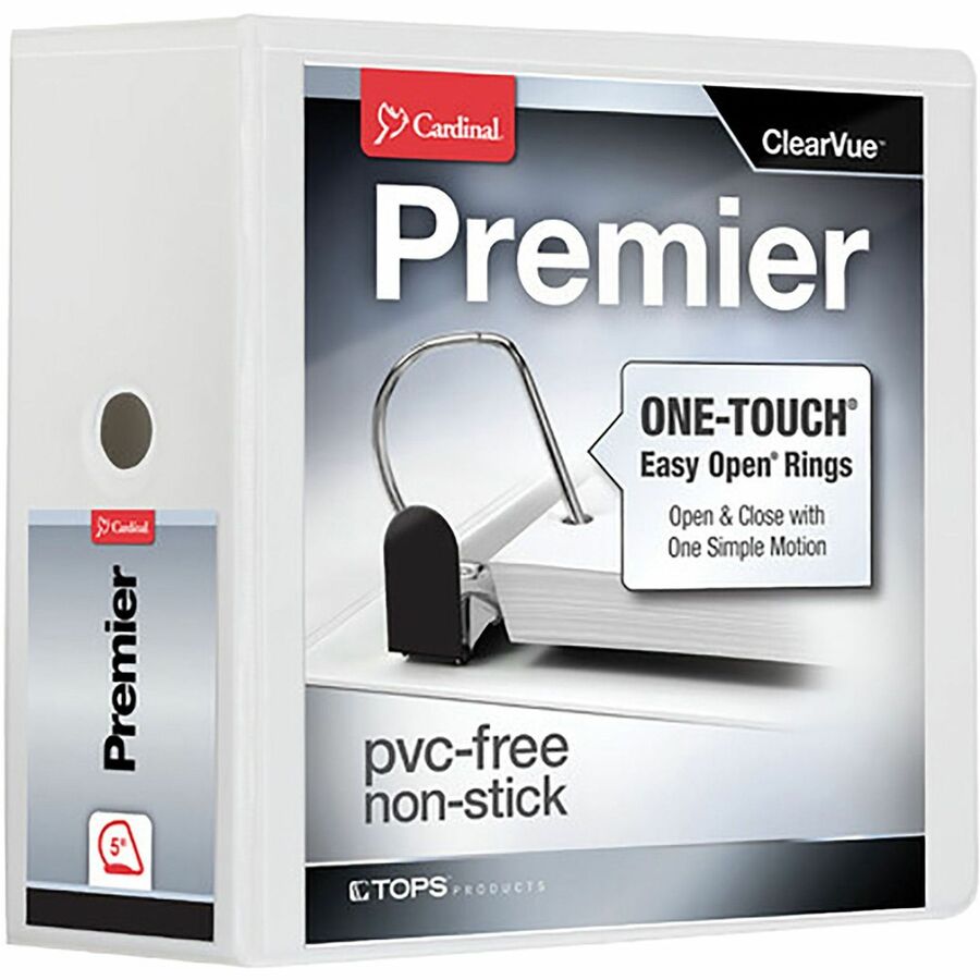 Cardinal®, Premier ONE-TOUCH®, Easy Open®, Locking Slant-D®, Rings Binder - 5" Binder Capacity - Letter - 8 1/2" x 11" Sheet Size - 1050 Sheet Capacity - 5 19/64" Spine Width - 3 Ring - Fastener: D-Ring - Pocket: 4, Inside Front & Back - Po...