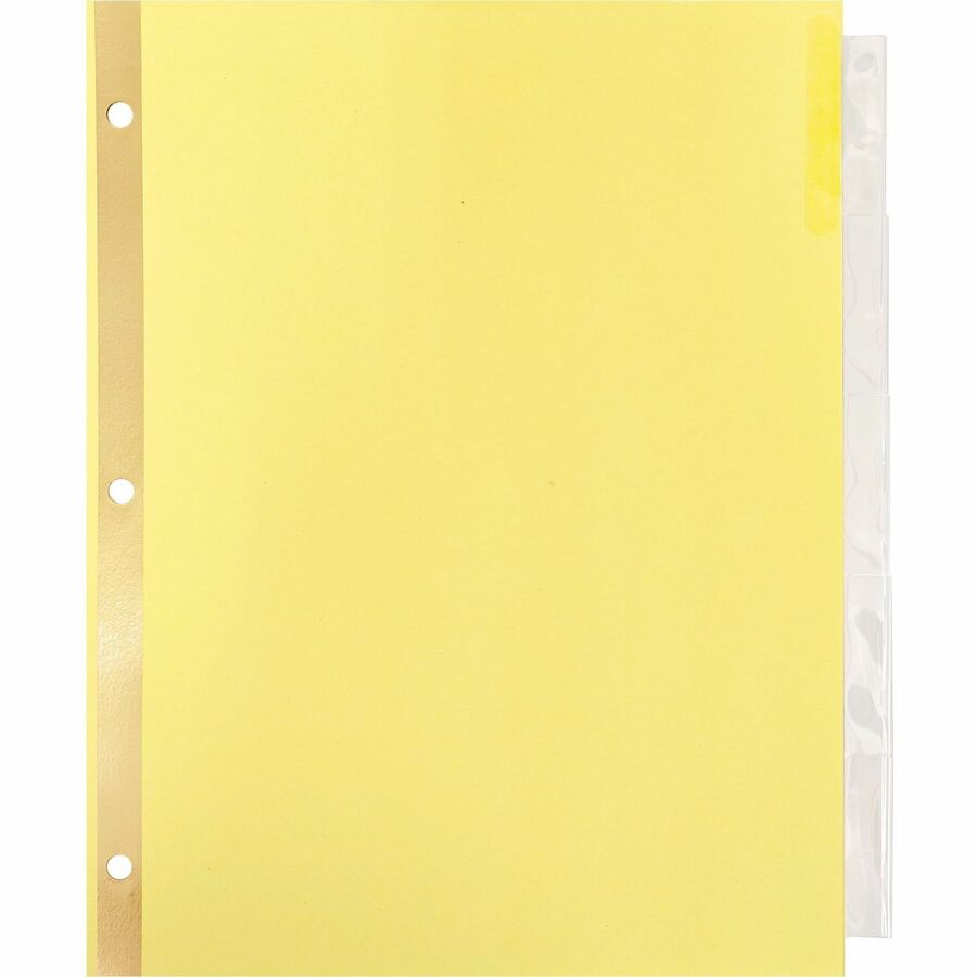 Business Source Insertable 5-Tab Ring Binder Indexes - 5 x Divider(s) - 5 Tab(s)/Set - 2" Tab Width - 8.5" Divider Width x 11" Divider Length - Letter - 3 Hole Punched - Buff Divider - Clear Tab(s) - Mylar Reinforcement, Insertable, Reinforced Edges, T...