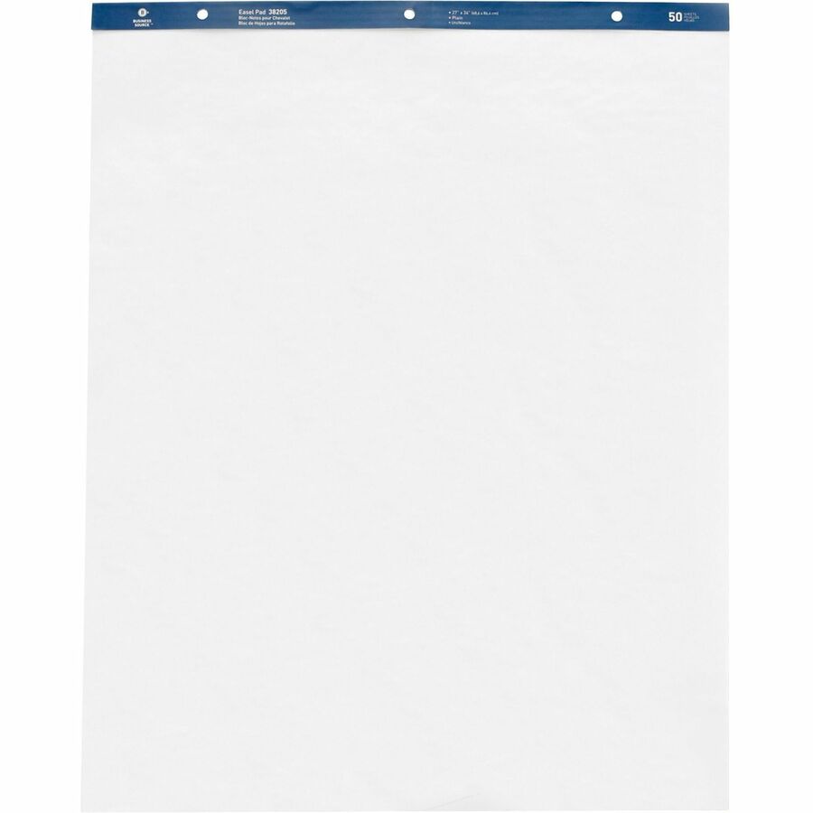 Business Source Standard Easel Pad - 50 Sheets - Plain - 15 lb Basis Weight - 27" x 34" Sheet Size - White Paper - Perforated - 4 / Carton