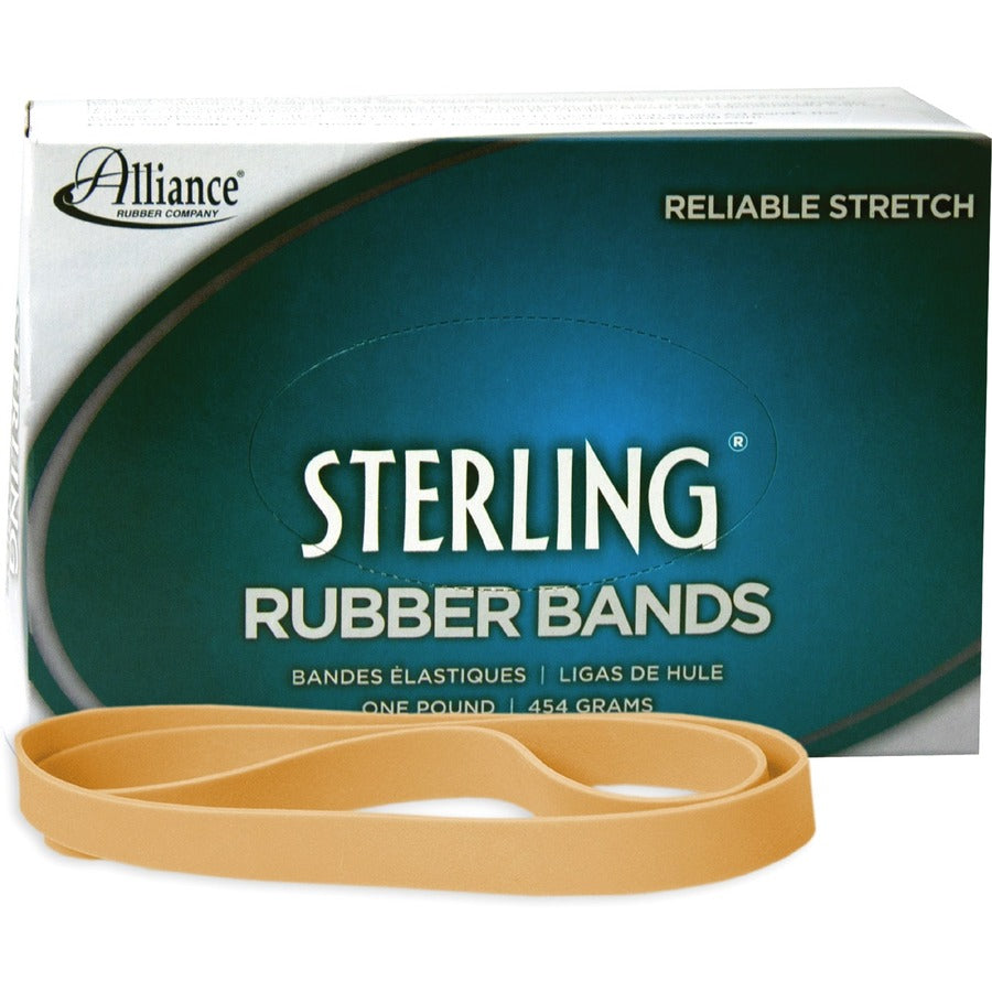 Alliance Rubber Sterling Rubber Bands - Size: #107 - 7" Length x 0.6" Width - Durable, Elastic - Natural Crepe - 1 Box