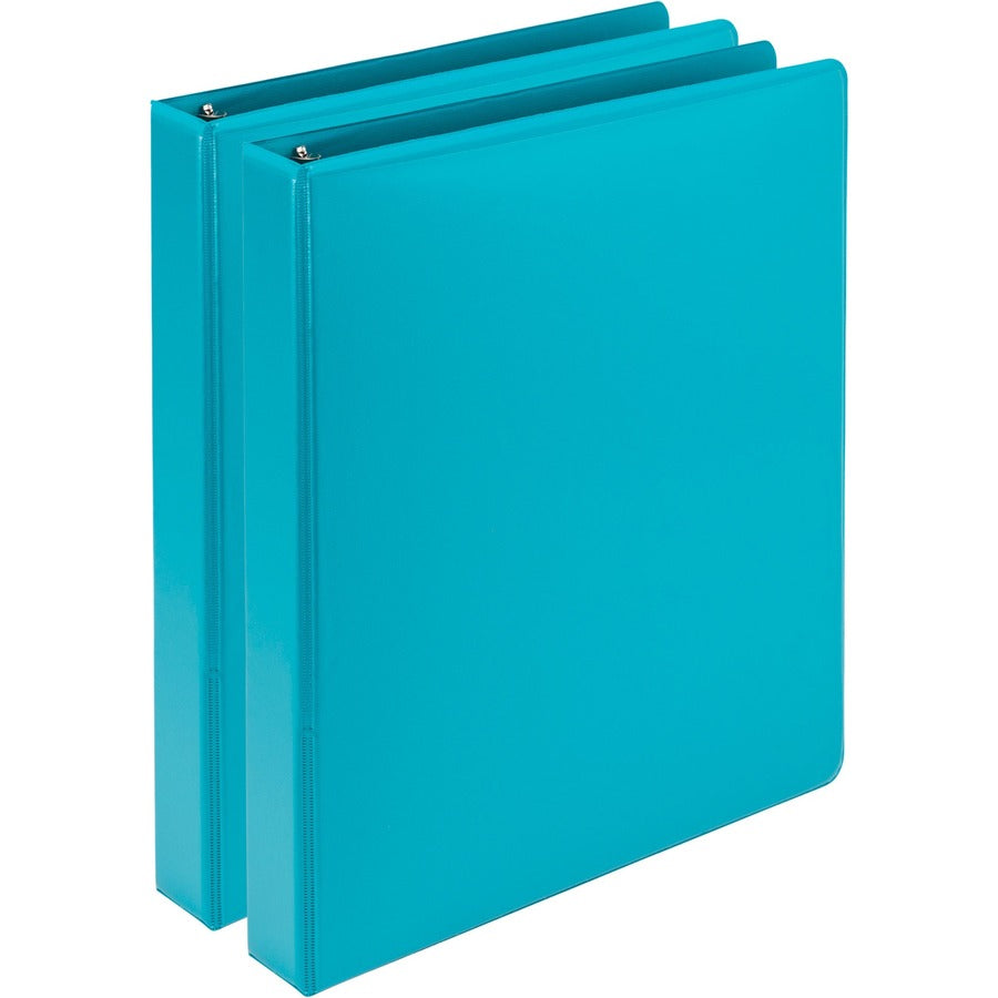 Samsill Earth's Choice Plant-based View Binders - 1" Binder Capacity - Letter - 8 1/2" x 11" Sheet Size - 200 Sheet Capacity - 3 Ring - Fastener: Round Ring - Pocket: 2, Internal - Chipboard, Polypropylene, Plastic - Turquoise - 1.34 lb - Recycled - Cl...