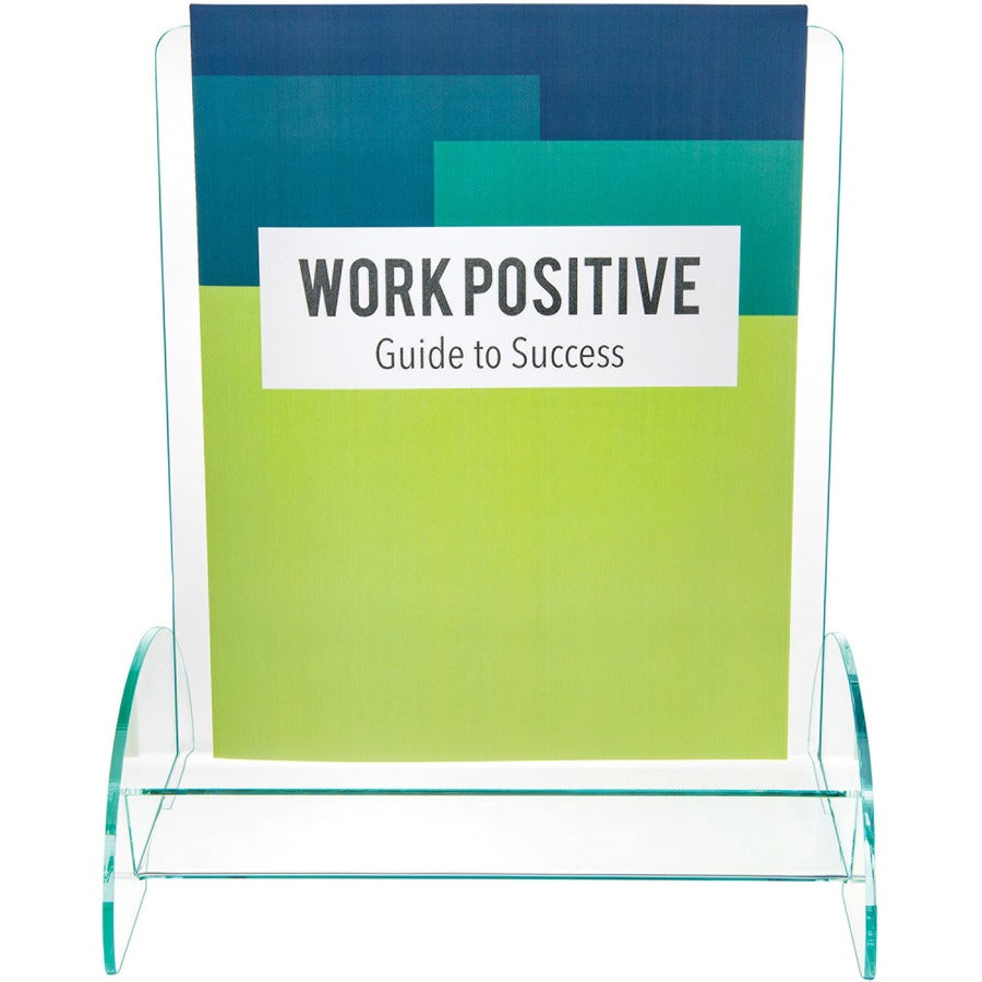 Deflecto Magazine-size Euro-style Docuholder - Support 9.25" x 3.25" Media - 11" Height x 9.8" Width x 6.3" Depth - Acrylic - Clear, Green Tint - Durable, Lightweight - 1 Each