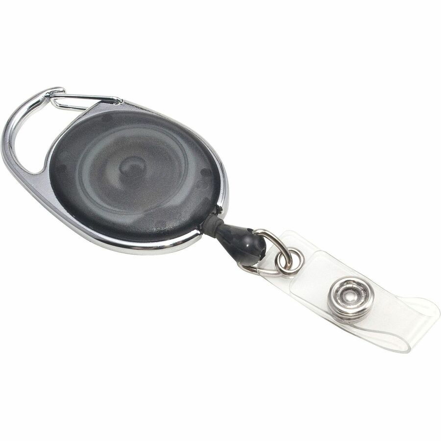 Advantus Retractable Carabiner-Style ID Reel - Extendable, Retractable - Smoke - 12 / Pack