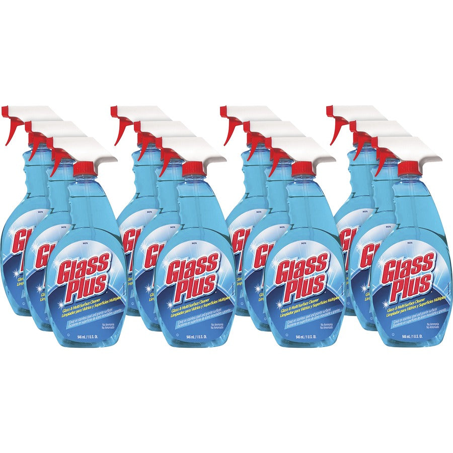 Diversey Glass Plus Multi-Surface Cleaner - For Multipurpose - 32 fl oz (1 quart) - Recommended For: Grime Remover, Soil Remover, Dirt Remover, Grease Remover - Non Ammoniated, Non-streaking, Scent-free - Blue Bottle - 12 / Carton