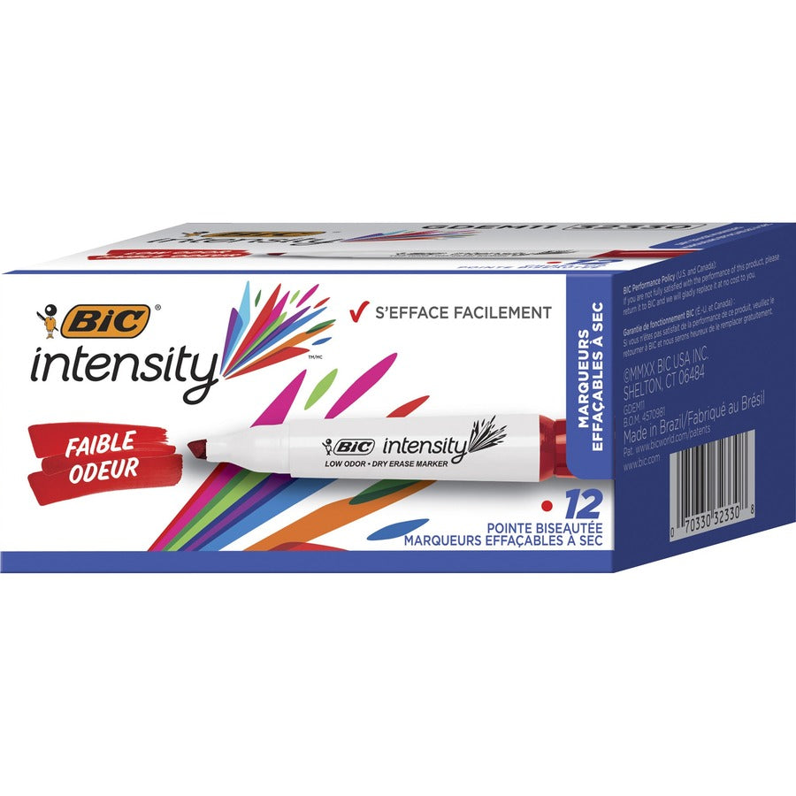 BIC Intensity Low Odor Dry Erase Markers - Red Ink - 12 / Dozen