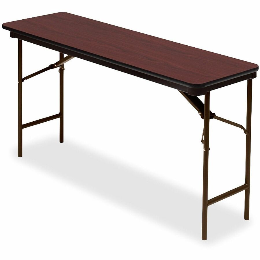 Iceberg Premium Wood Laminate Folding Table - Melamine Rectangle Top - Traditional Style - 500 lb Capacity - 60" Table Top Length x 18" Table Top Width x 0.75" Table Top Thickness - 29" Height - Mahogany - Wood Top Material - 1 Each