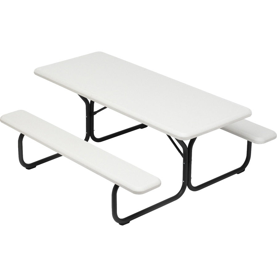 Iceberg IndestrucTable TOO 1200 Series 65923 Commercial Grade Picnic Table - Gray Frame Color - Steel Frame Material - Platinum - Steel, Polyethylene - 1 Each