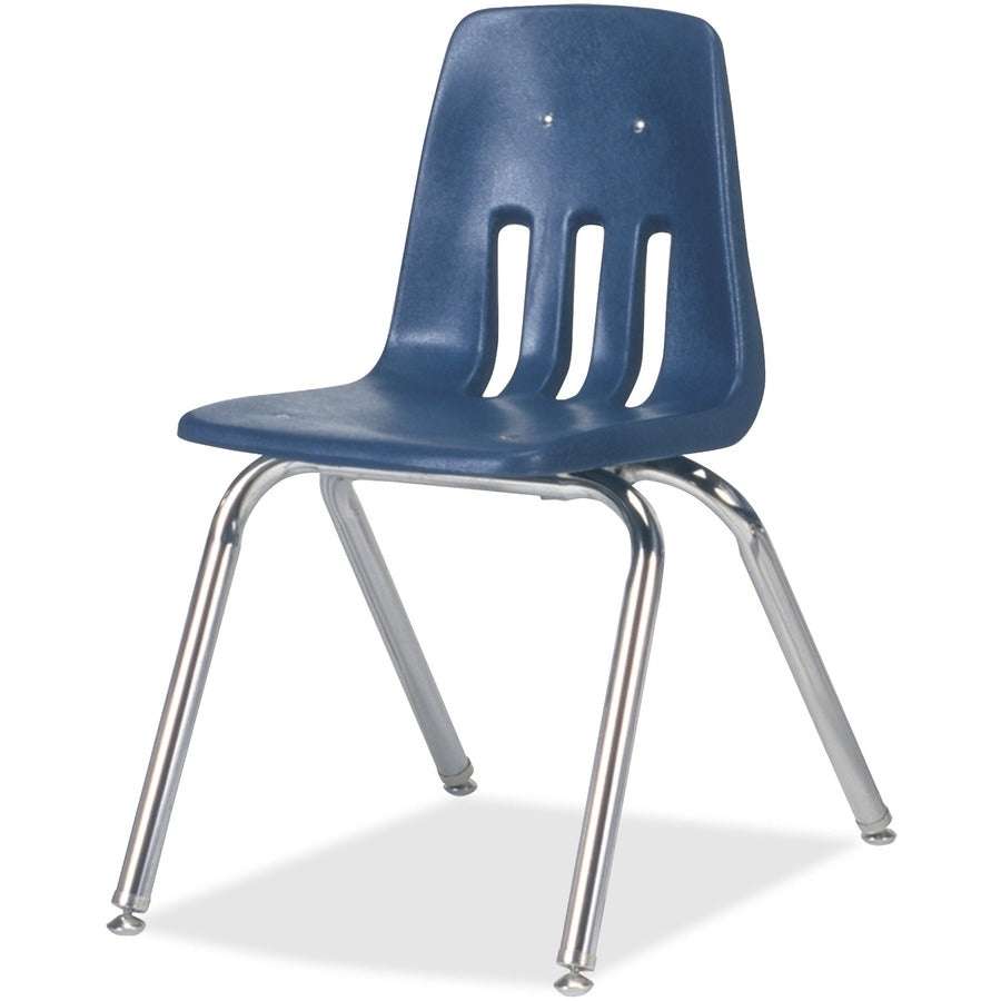 Virco Classic 9016 Stack Chair - Navy Seat Color - Plastic Seat Material - Chrome Frame Color - 4 / Carton