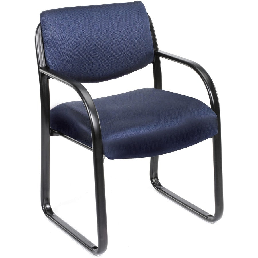 Boss Guest Chair - Blue Seat Color - Fabric Seat Material - Black Frame Color - Metal Frame Material - Sled Base - 1 Each