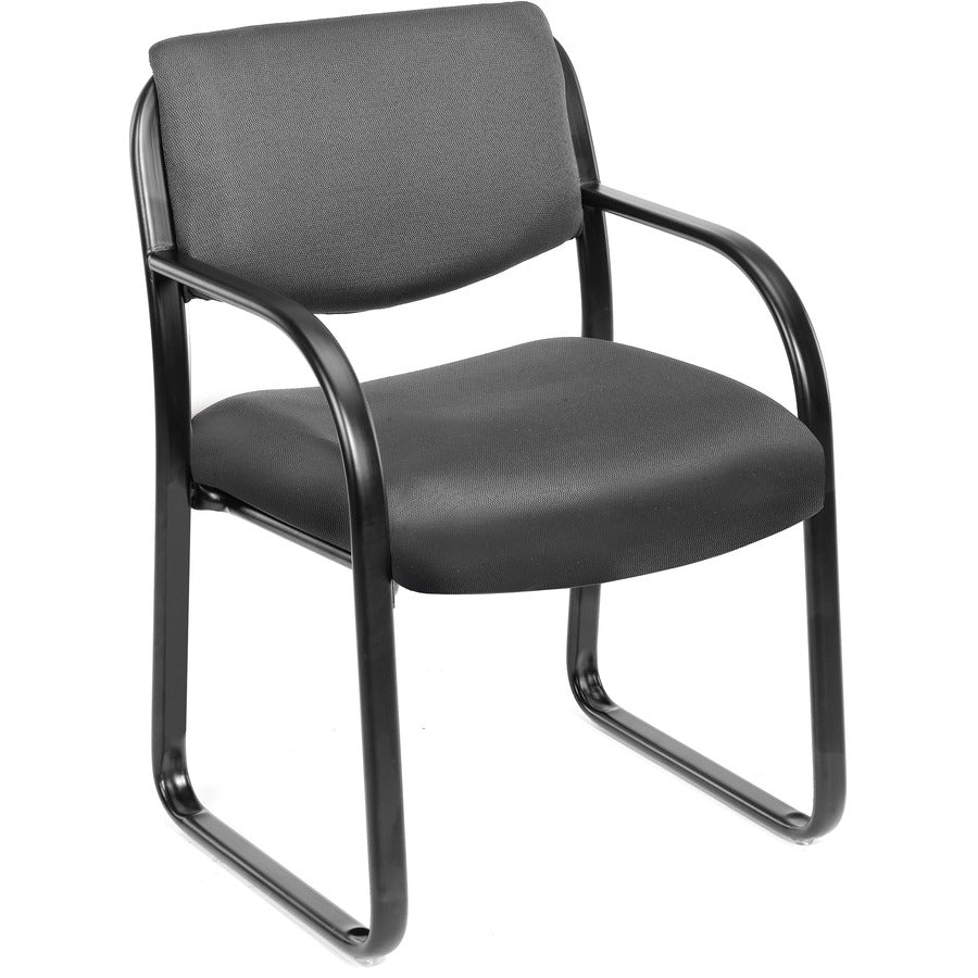 Boss Guest Chair - Gray Seat Color - Fabric Seat Material - Black Frame Color - Metal Frame Material - Sled Base - 1 Each