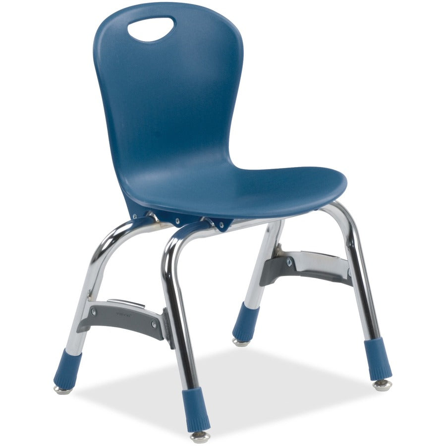 Virco Zuma ZU413 Stack Chair - Navy Seat Color - Plastic Seat Material - Chrome Frame Color - 5 / Carton