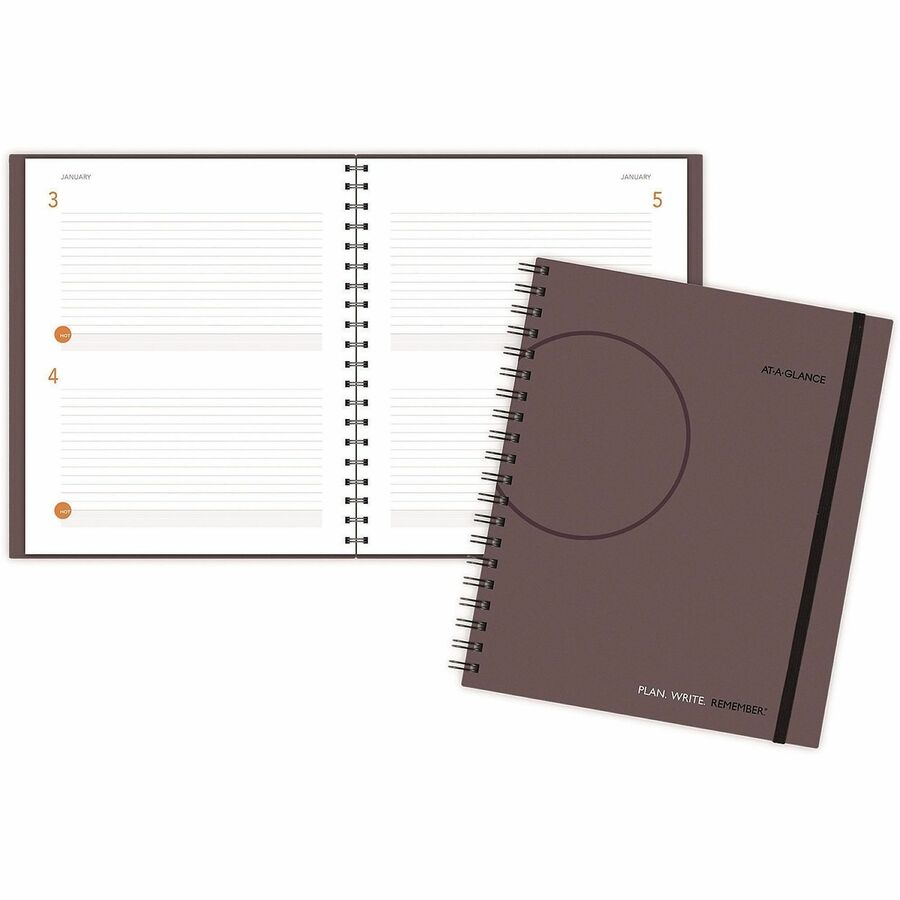 At-A-Glance 2DPP Undated Planning Notebook - Daily - January to December - 2 Day Single Page Layout - 8 1/2" x 11" Sheet Size - Wire Bound - Gray - Poly - 1 Each
