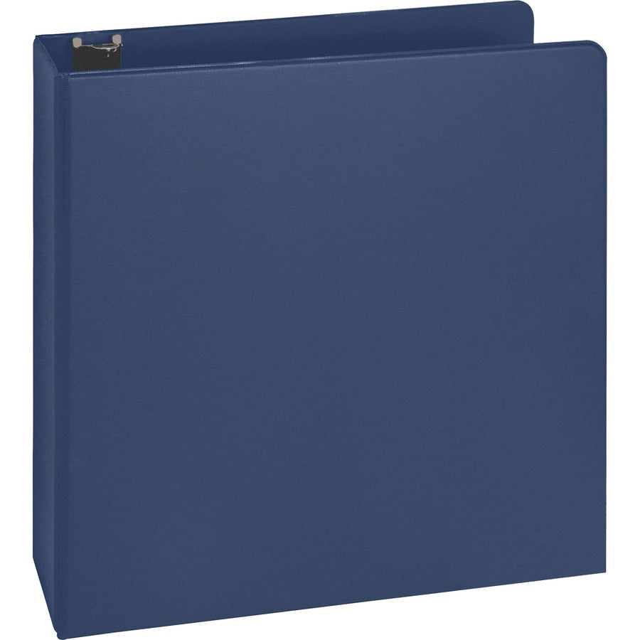 Business Source Basic Round Ring Binders - 2" Binder Capacity - Letter - 8 1/2" x 11" Sheet Size - Fastener: Round Ring - Vinyl - Dark Blue - 1.52 lb - 1 Each
