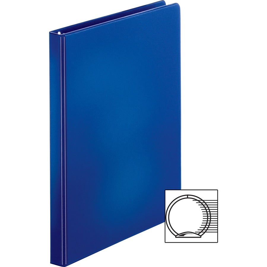 Business Source Basic Round Ring Binders - 1/2" Binder Capacity - Letter - 8 1/2" x 11" Sheet Size - Fastener: Round Ring - Vinyl - Dark Blue - 8.96 oz - 1 Each