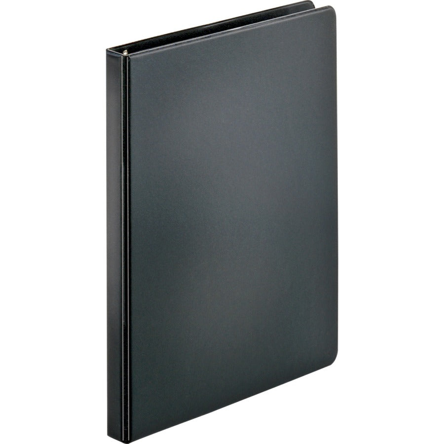 Business Source Basic Round Ring Binders - 1/2" Binder Capacity - Letter - 8 1/2" x 11" Sheet Size - 125 Sheet Capacity - 3 Ring - Fastener: Round Ring - Pocket: Internal - Polypropylene, Chipboard - Black - 8.96 oz - Exposed Rivet, Sturdy - 1 Each