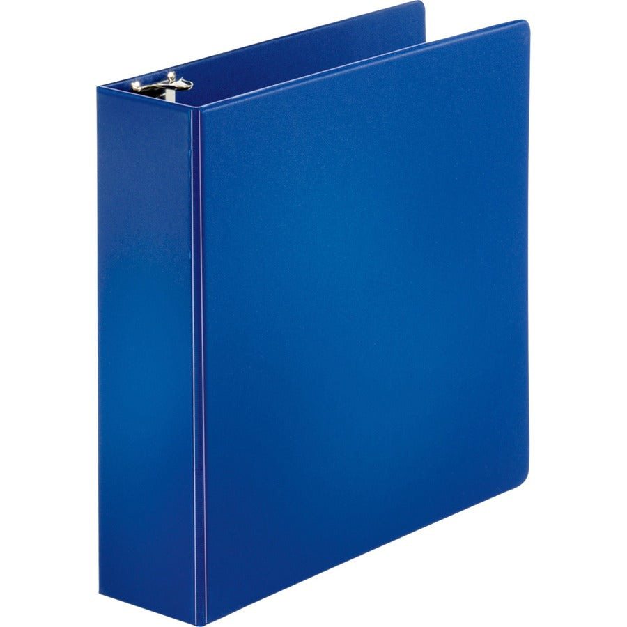 Business Source Basic Round Ring Binders - 3" Binder Capacity - Letter - 8 1/2" x 11" Sheet Size - Fastener: Round Ring - Vinyl - Dark Blue - 1.68 lb - 1 Each