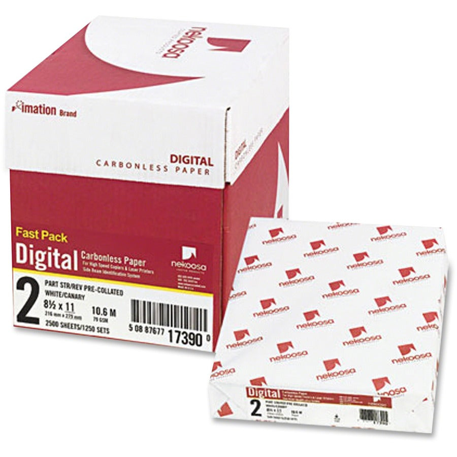 Nekoosa Fast Pack 2pt Digital Carbonless Paper - Letter - 8 1/2" x 11" - Smooth - Sustainable Forestry Initiative (SFI) - White, Yellow - 500 Sheets per Ream - 1 Carton