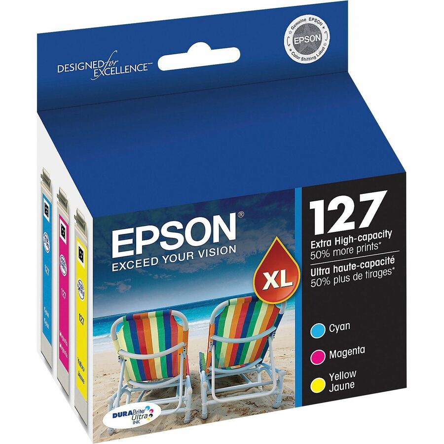 Epson DURABrite T127520-S Original Inkjet Ink Cartridge - Cyan, Magenta, Yellow - 3 / Pack - Inkjet - Cyan, Magenta, Yellow - 1 Each