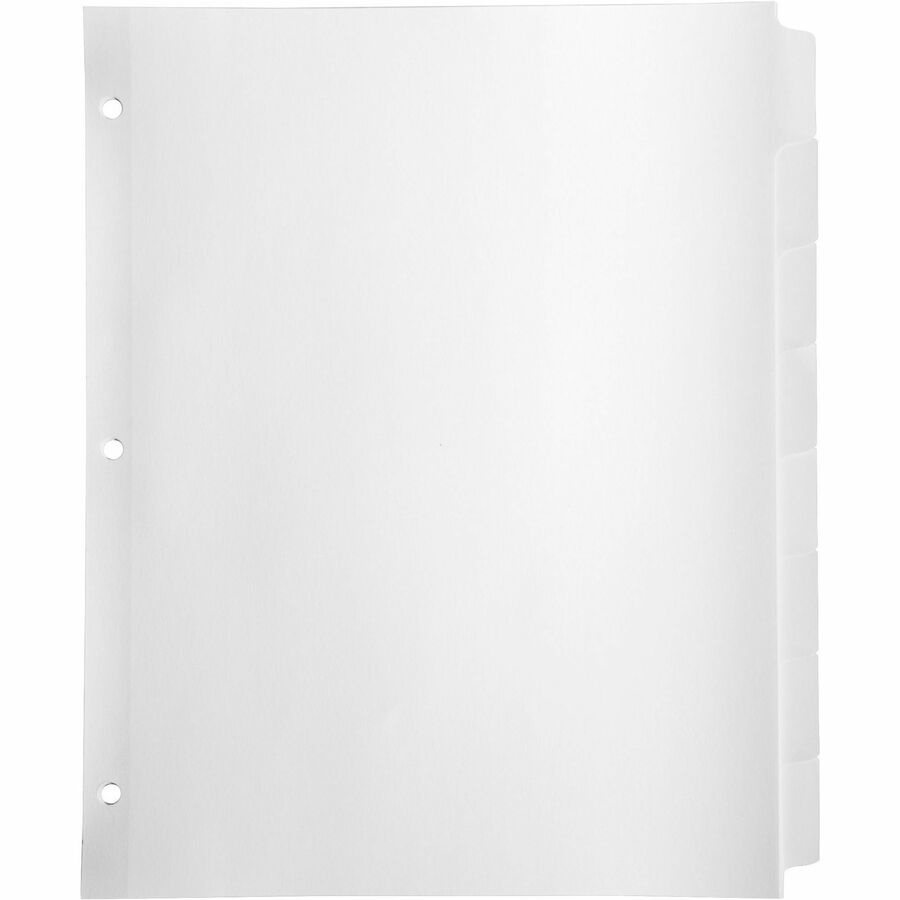 Business Source Reinforced Hole Punched Indexes - 8 Write-on Tab(s) - 8 Tab(s)/Set - 3 Hole Punched - White Divider - White Tab(s) - 100% Recycled - Non-laminated, Mylar Reinforcement - 1 Box
