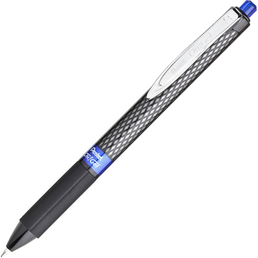 Pentel OH! Medium Point Gel Pens - Blue Ink - Gel-based - Carbon Fiber Barrel - 12 / Dozen