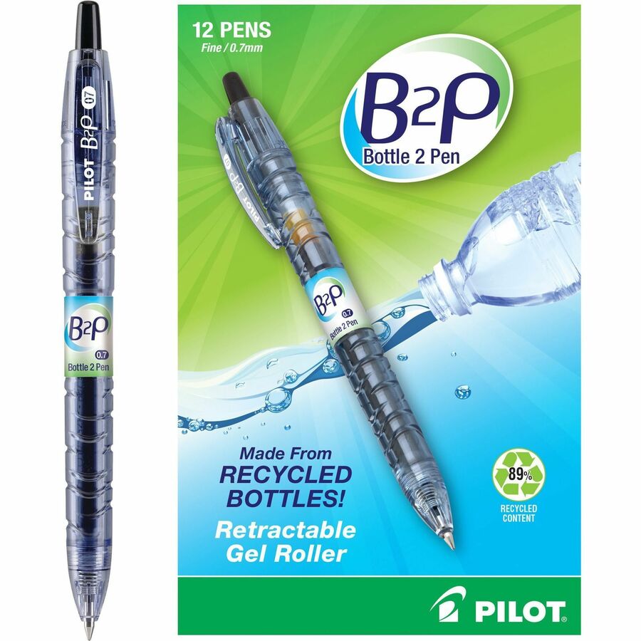 Pilot Fine Point Gel Pens - Refillable - Retractable - Black Ink - Gel-based - Plastic Barrel - 12 / Dozen