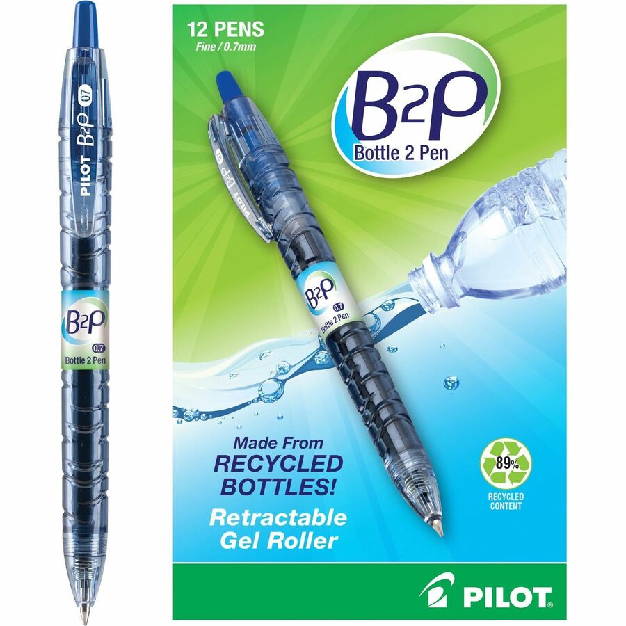Pilot Fine Point Gel Pens - Refillable - Retractable - Blue Ink - Gel-based - Plastic Barrel - 12 / Dozen