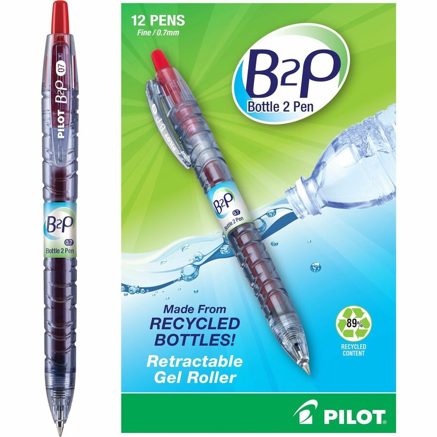 Pilot Fine Point Gel Pens - Refillable - Retractable - Red Ink - Gel-based - Plastic Barrel - 12 / Dozen