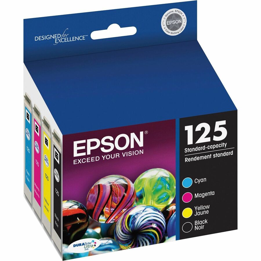 Epson DURABrite 125 Original Inkjet Ink Cartridge - Black, Cyan, Magenta, Yellow - 4 / Pack - Inkjet - Black, Cyan, Magenta, Yellow - 4 / Pack