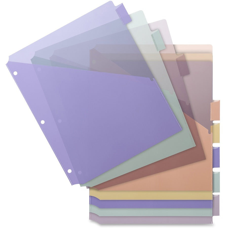 Business Source Pocket Index Dividers - 8 Print-on Tab(s) - 8.5" Divider Width x 11" Divider Length - Letter - Plastic Divider - Multicolor Tab(s) - Insertable - 1 Set