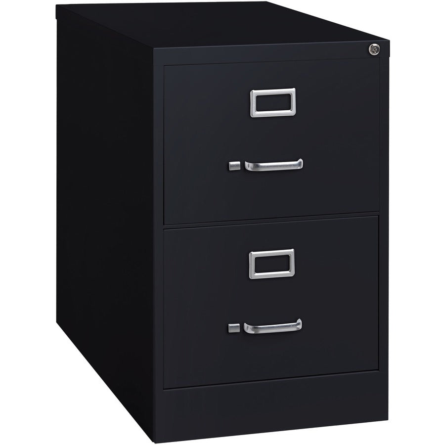 Lorell Fortress Series 26-1/2" Commercial-Grade Vertical File Cabinet - 18" Width x 26.5" Depth x 28.4" Height - 2 x Drawer(s) for File - Legal - Vertical - Lockable, Ball-bearing Suspension, Heavy Duty - Black - Steel - Recycled