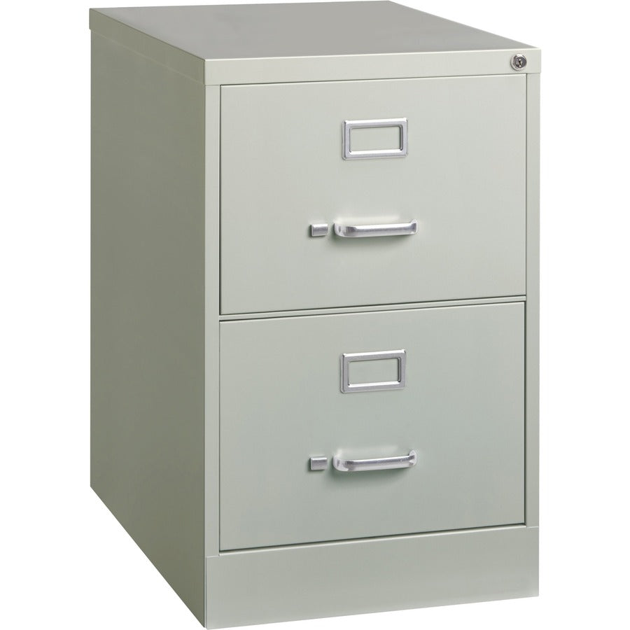 Lorell Fortress Series 26-1/2" Commercial-Grade Vertical File Cabinet - 18" Width x 26.5" Depth x 28.4" Height - 2 x Drawer(s) for File - Legal - Vertical - Lockable, Ball-bearing Suspension, Heavy Duty - Light Gray - Steel - Recycled